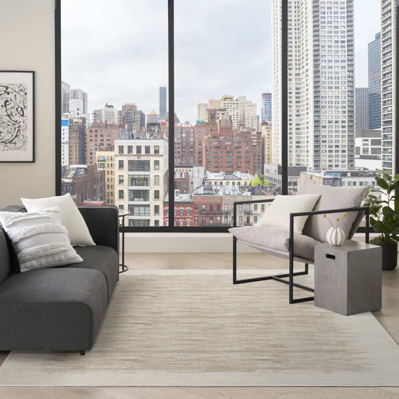 Tapis d'intérieur taupe ivoire 7 pi 10 po x 9 pi 10 po DKNY Grand Street, Rectangle 7 pi 10 po x 9 pi 10 po