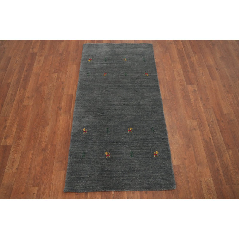Gray Gabbeh Style Indian Runner Rug 2x5