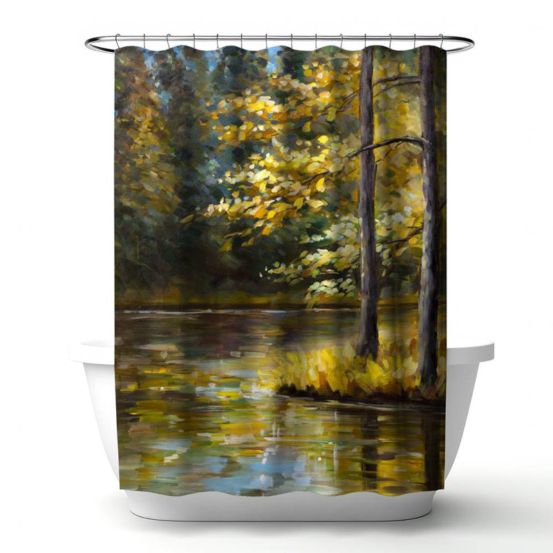 Shower Curtain LA27 – Polyester Shower Curtain, Dye Sublimation Print, 71" W × 74" L