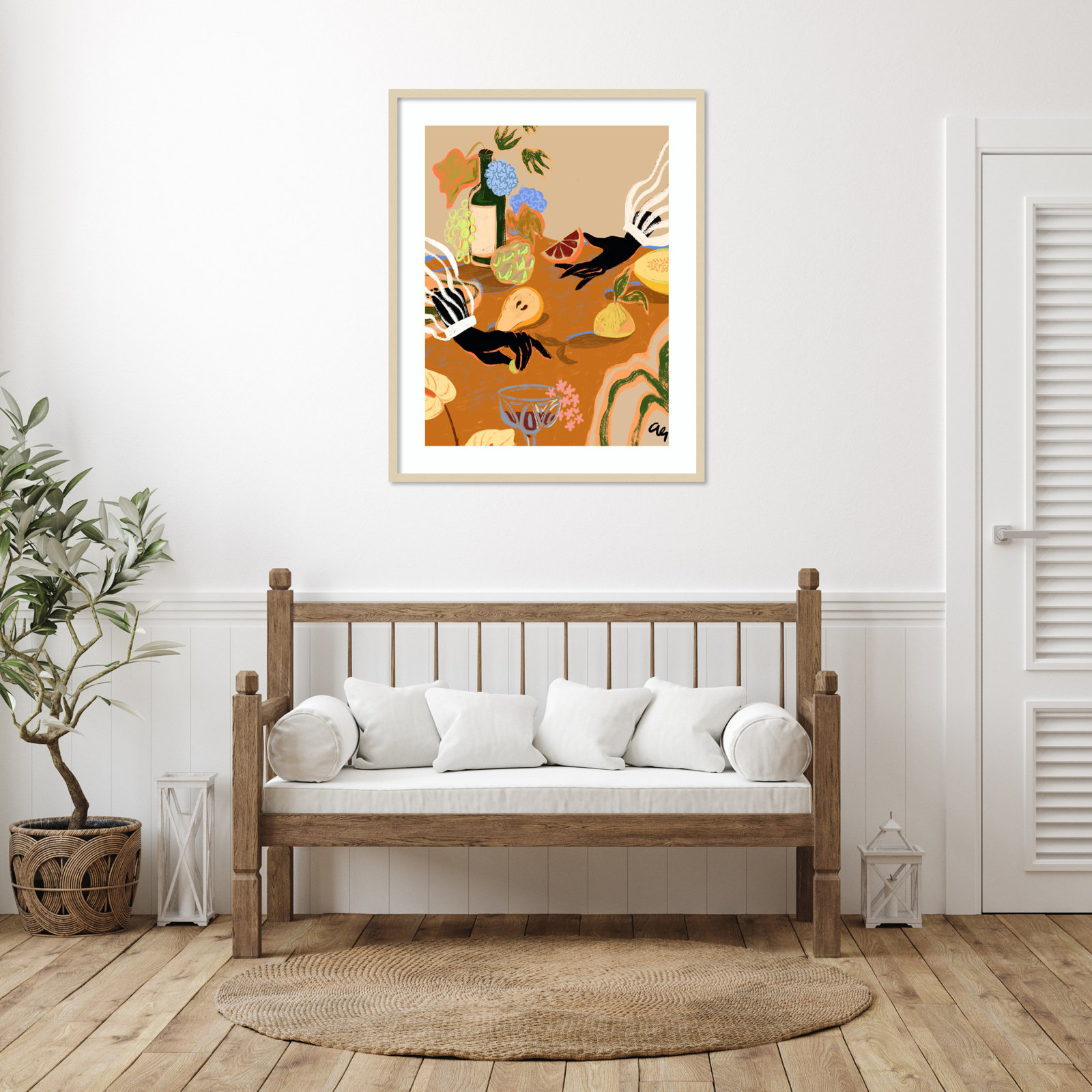 Oberon "Handful of Love (Fruit)" Print, Brown, 41" H x 33" W