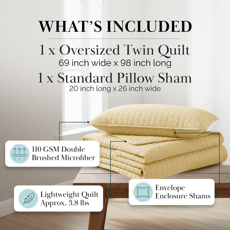 Ensemble de courtepointe surdimensionnée Southwest Fine Linens, Courtepointe simple / simple TG + 1 taie décorati, Or