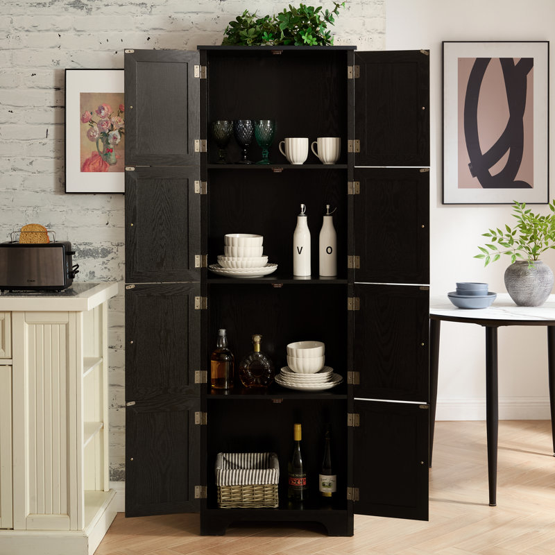 Armoire de rangement de 72,4 po de hauteur avec 8 portes et 4 tablettes, bibliothèque, salon, cuisine, salle à manger