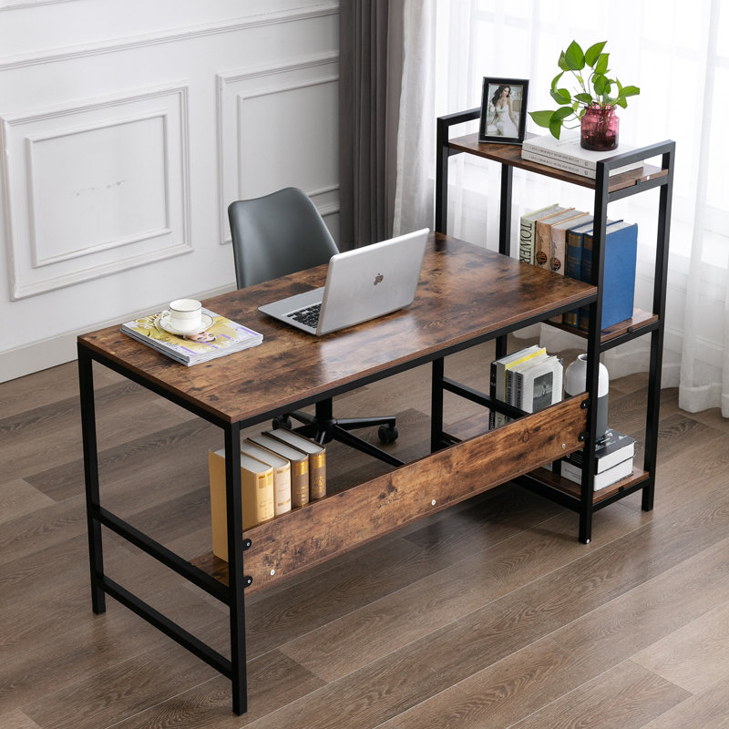 Henton Metal Base Writing Desk, Brown