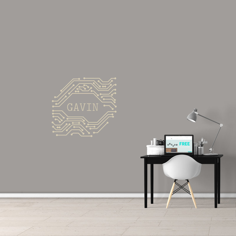 Décalcomanie murale personnalisable techno name, Beige clair, Oui