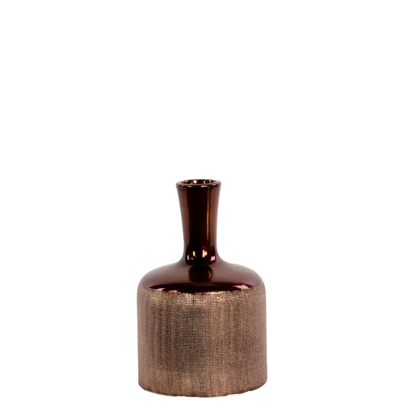 Persia Ceramic Table Vase, 9" H x 5.75" W x 5.75" D, Copper