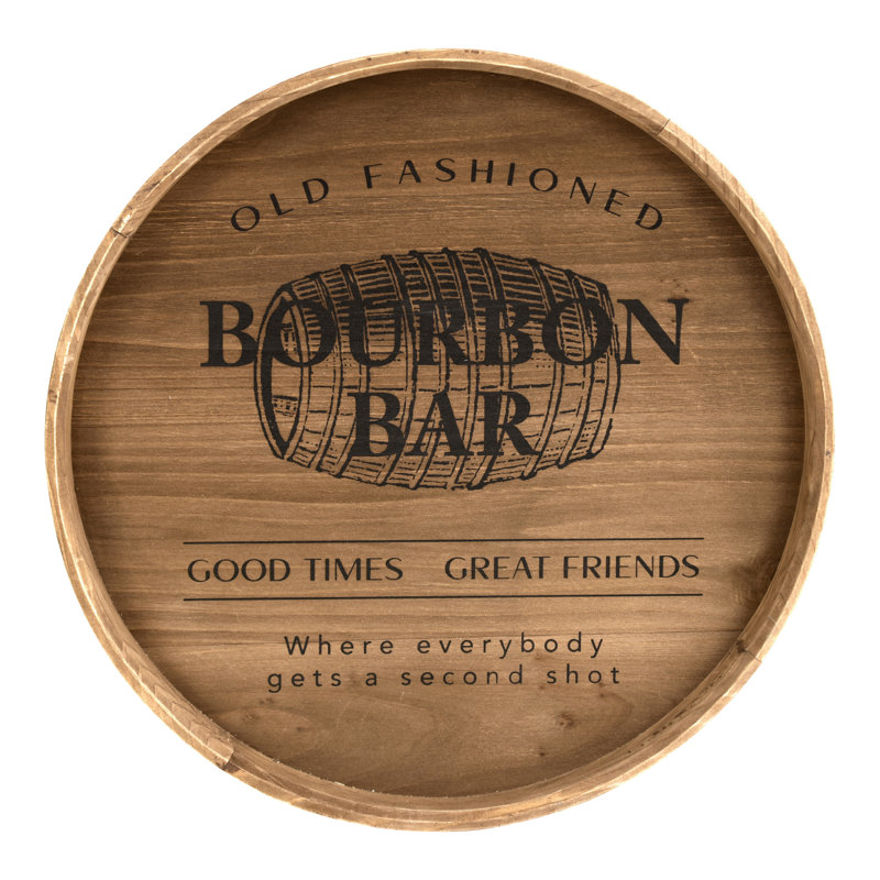 Rustic Bourbon Bar Barrel Wall Decor Sign - Framed Natural Wood Plaque, Vintage Distillery Style Wall Art for Man Cave, Home Bar, Kitchen, Garage, Game Room & Office