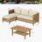 Outdoor Wicker Patio Conversation Furniture Set With Acacia Wood Coffee Table