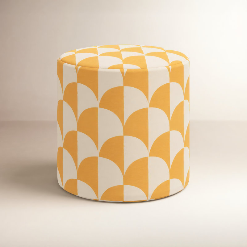 Orlando Upholstered Ottoman, Scallop Stone Gold