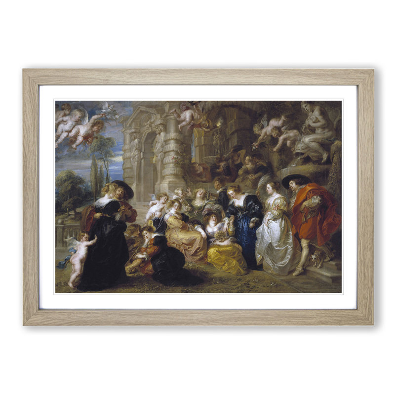 The Garden of Love by Peter Paul Rubens - Picture Frame Painting, 36cm H x 48cm W x 2cm D, Oak