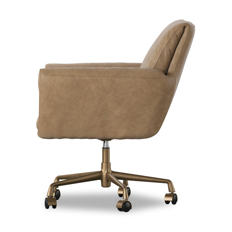 Salerno Desk Chair, Leather, Taupe Brown