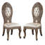 Chaise d'appoint avec sculptures complexes et pieds Queen Anne, ensemble de 2, brun