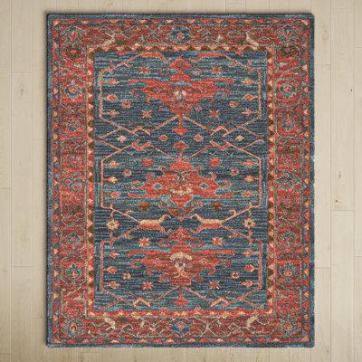 Handmade Wool Rust/Blue Rug