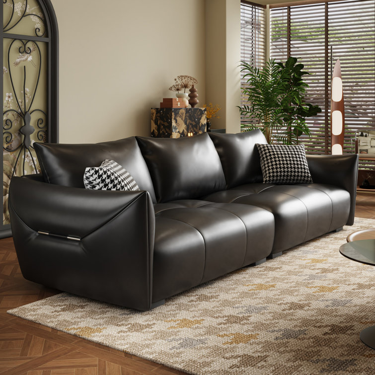 Caytie 110.2'' Genuine Leather Flared Arm Sofa