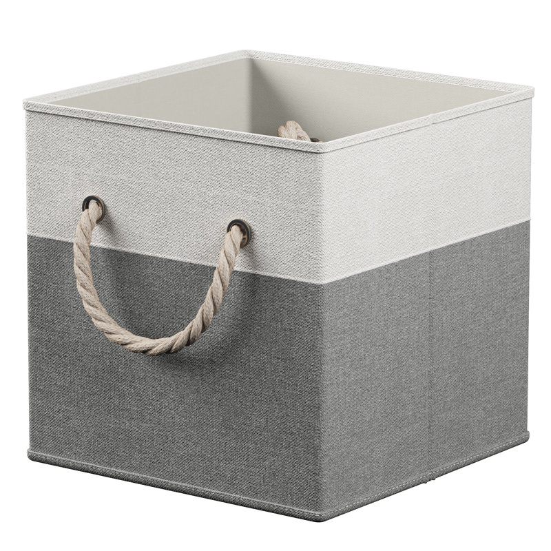 Boîte en tissu pliable et pliable, Blanc/gris