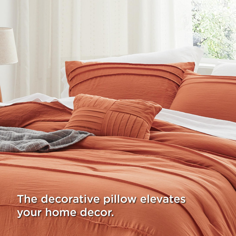 Bedsure Pinch Pleat Comforter Set Boho Bed-in-A-Bag Bedding Set with  Pillowcases for All Season, Burnt Orange