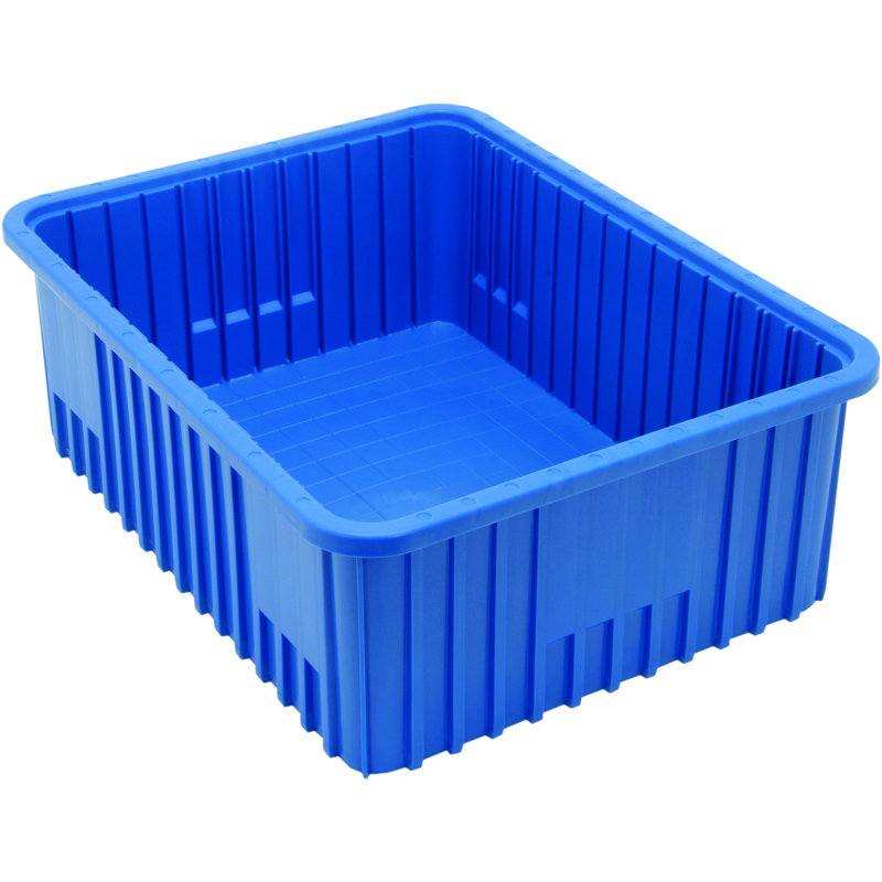 Contenant diviseur à grille, boîte de 3, H 8 po x l 17,5 po x P 22,5 po, Bleu