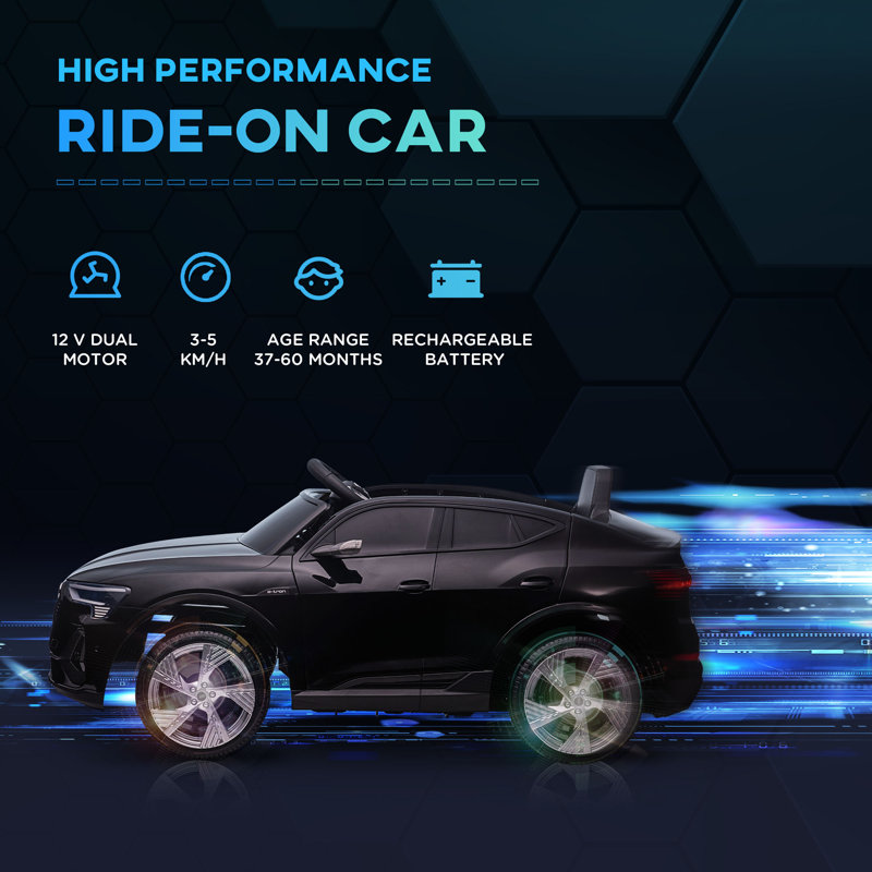 Black 12V Audi E-tron Sportback Kids Ride-On Car