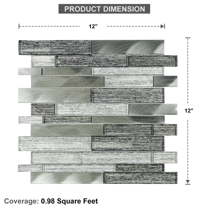 Cadmore Linear Glass/Aluminum Mosaic Wall Tile