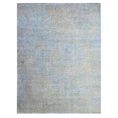 Handmade Silk and Wool Abstract Area Rug
