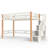 Twin Loft Bed with Clothes Hook & Storage Shelves, Wood Loft Bed Frame with Under-Bed Storage, Beige & Natural-191268206