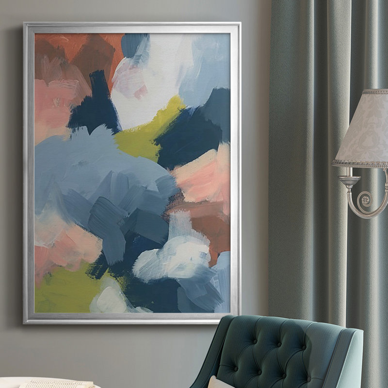 " Soft Indigo Atmosphere I ", 30.5" H x 22.5" W, No Mat, Silver Framed Paper