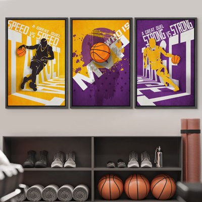 Typographie de style 3D, basketball, sports et remise en forme, photos d'art de chambre à coucher de garçon moderne, impression numérique sur toile, impression numérique sur toile encadrée