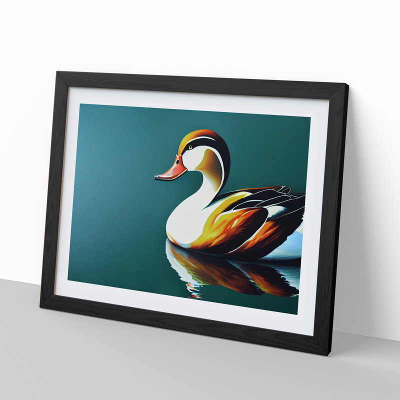 Electrifying Duck - Single Picture Frame Painting, Black, 46cm H x 64cm W x 2cm D