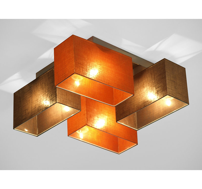 Seaton Semi Flush Mount, Dark brown, Brown/Clear orange