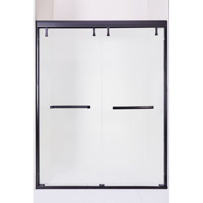 56 - 60 In. W X 72 In. H Semi-Frameless Shower Door, Double Sliding Shower Door, 1/4" (6Mm) Clear Tempered Glass Shower Door With Explosion-Proof Film