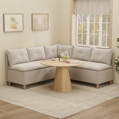 Banquette d'angle modulaire avec rangement, banquette de petit-déjeuner rembourrée en forme de L pour 5 personnes avec 1 siège d'angle