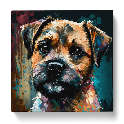 Border Terrier Palette Knife Painting - Wrapped Canvas