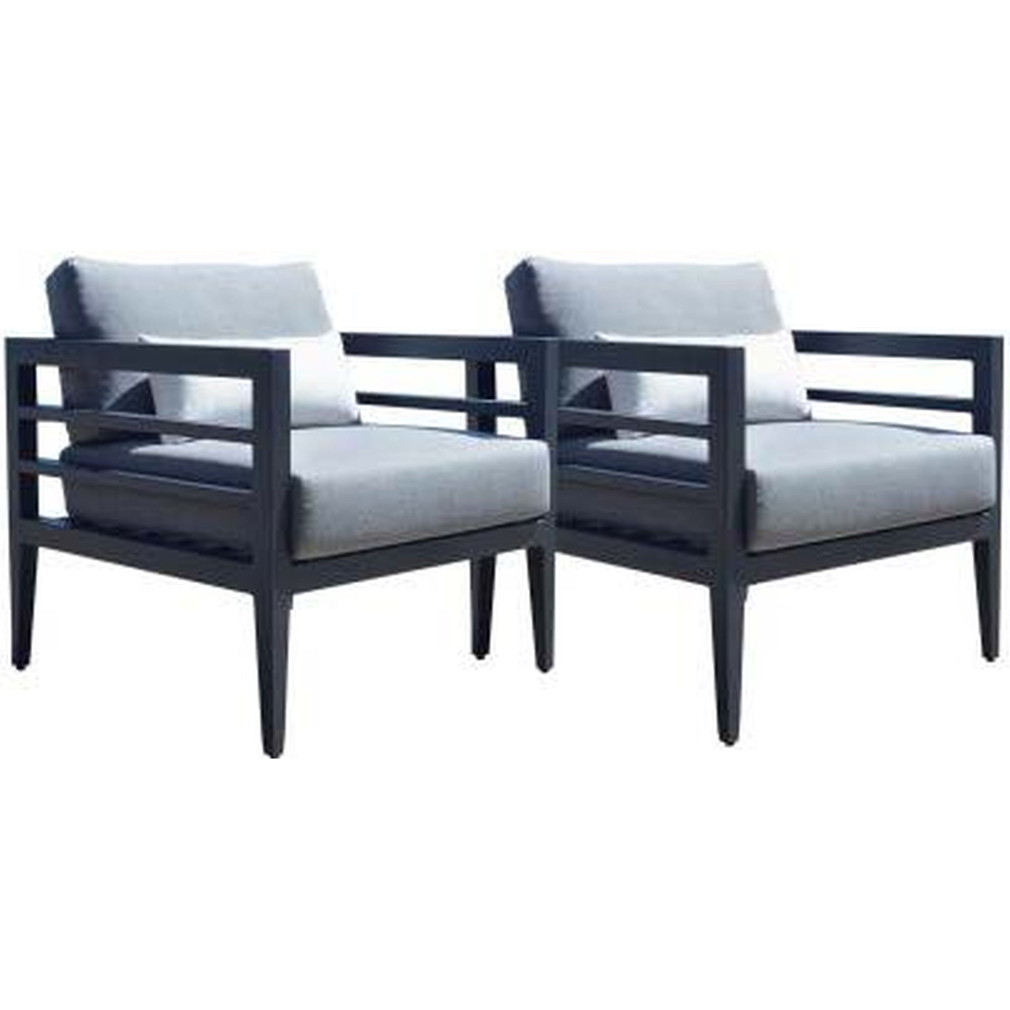 Winthrop Wicker Premium All-Weather Wicker Outdoor Dining Armchair with Sunbrella® Cushion, Black Frame/Light Blue Cushion