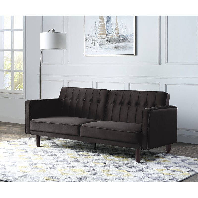 Lerae 79 " Velvet Sleeper Sofa Reclining, Dark Brown Velvet