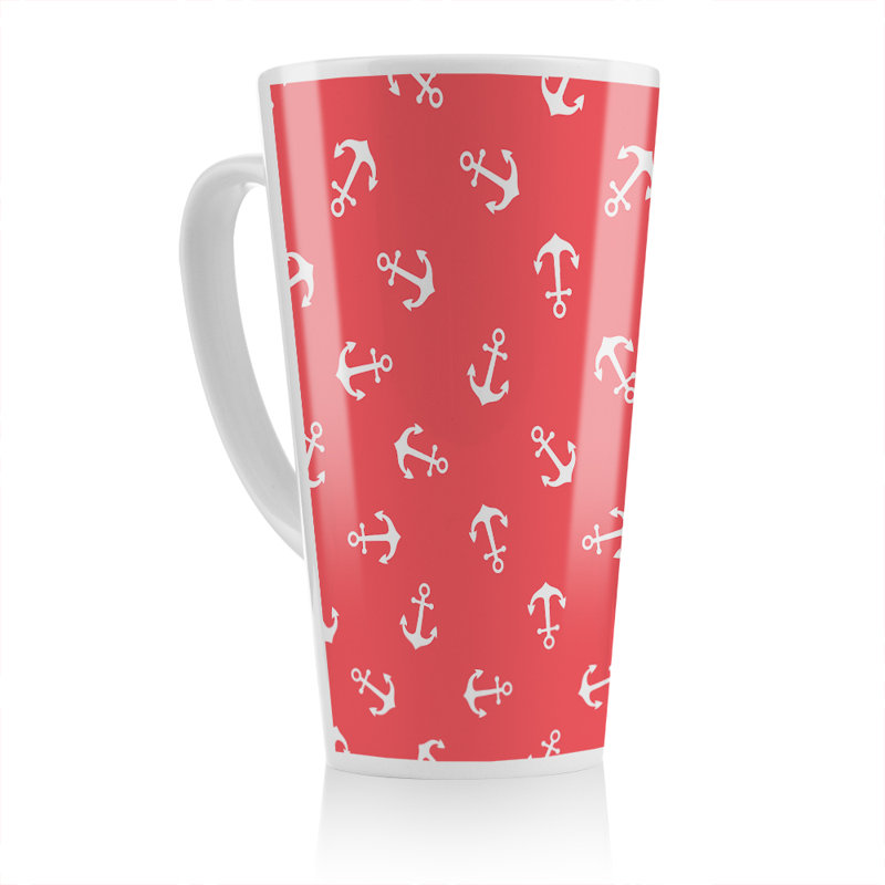 Anchors On Latte Mug, Red