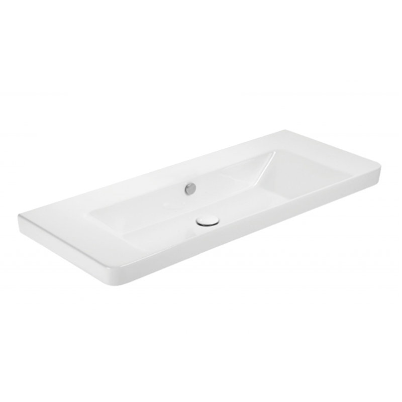 Luxury 41.3'' L Bathroom Sink, Glossy White, No Faucet Hole