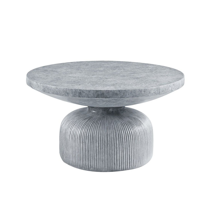 Table basse avec base piédestal en gris patiné