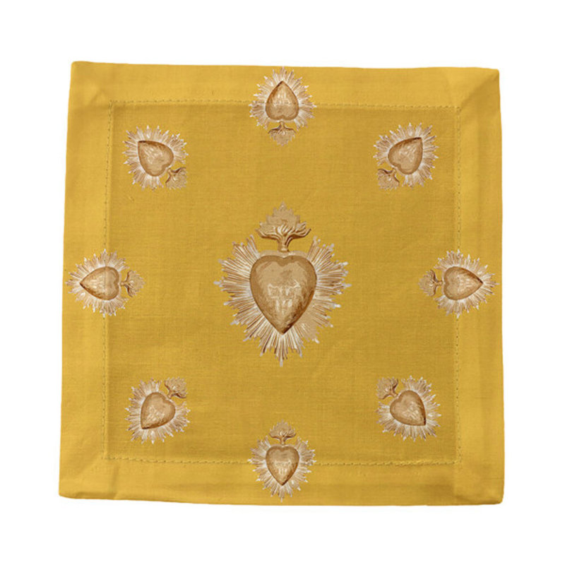 Ex Vote Cotton Sateen Cocktail Napkins, Gold