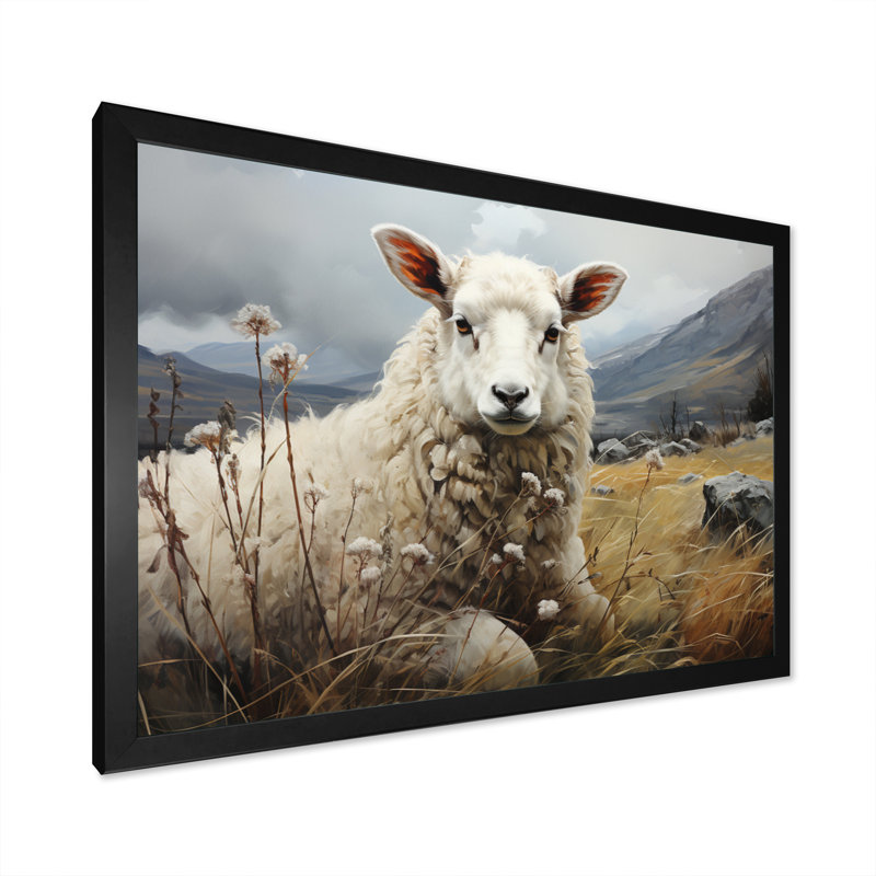 Sheep Serenade Of Silence II sur toile, H 24 po x l 32 po x P 1 po, Cadre photo noir