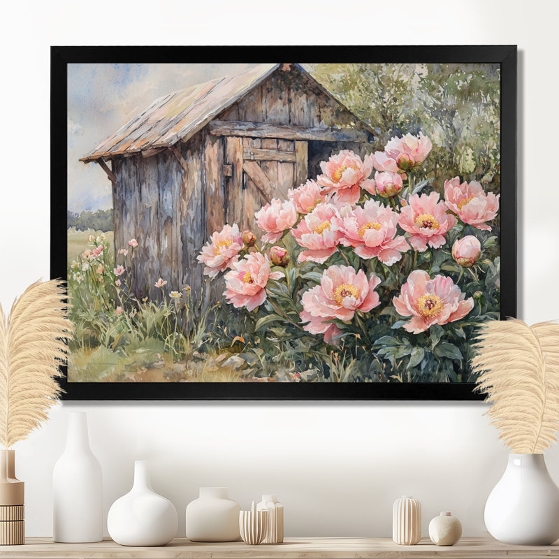 Doyl pivoines par le poulailler V - pivoines, art mural, Reproduction encadrée d'une seule photo, Noir, noir, noir, noir