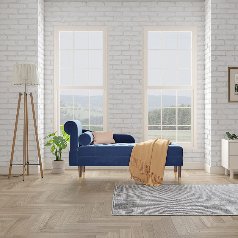 Hymes Velvet Chaise Lounge, Blue