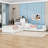 Twin L-Shaped Platform Bed with Built-in Desk, Twin Trundle and 2 Drawers-1227224001