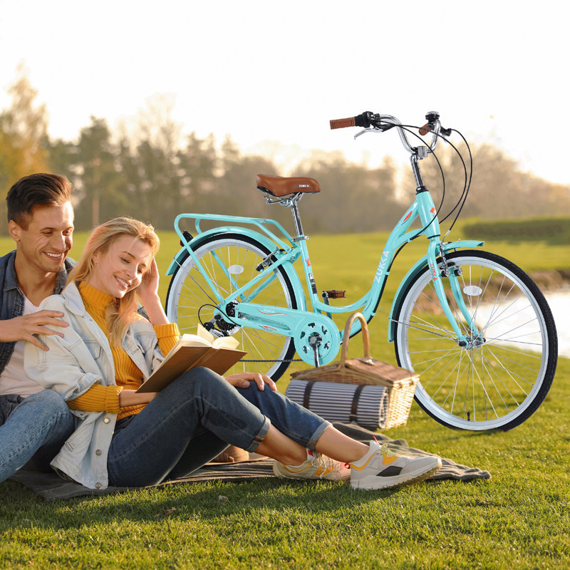 7 vitesses, cadre en acier, plusieurs couleurs pour dames, vélo de 24 pouces