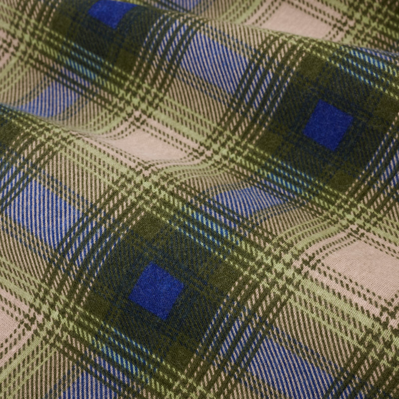 100% Cotton Flannel Sheet Set, Queen Sheet Set with 2 Pillowcases, Green Voyageur Plaid