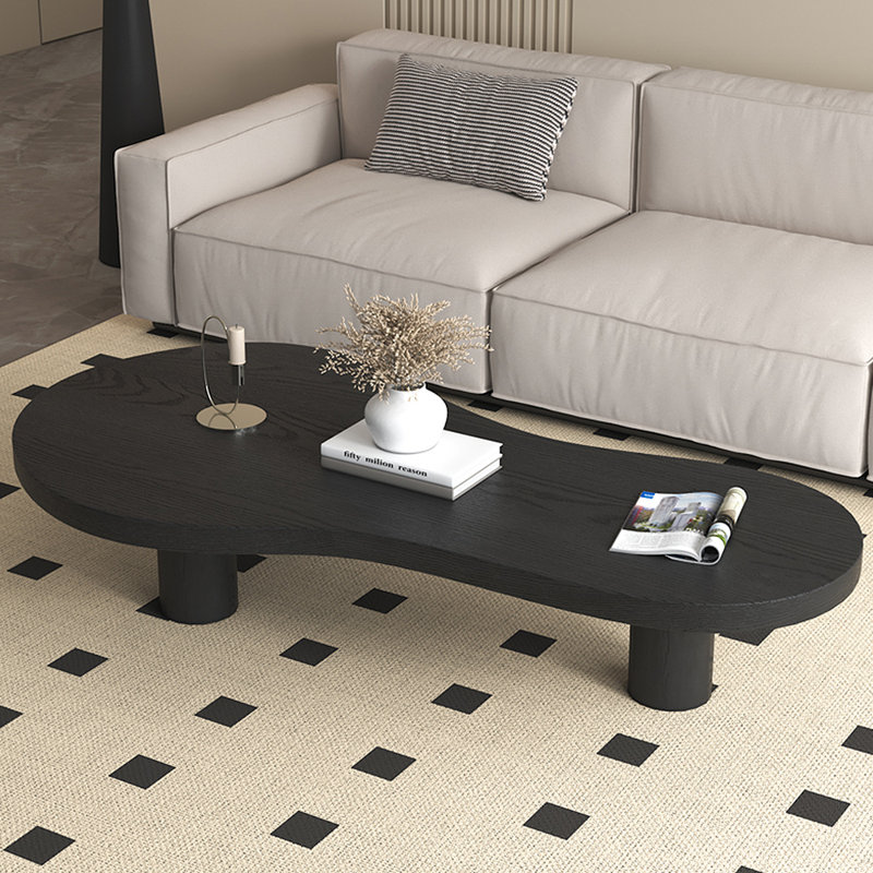 Table basse multifonctionnelle en bois massif, H 15,75 po x L 55,12 po x l 29,53 po, Noir, noir, noir, noir