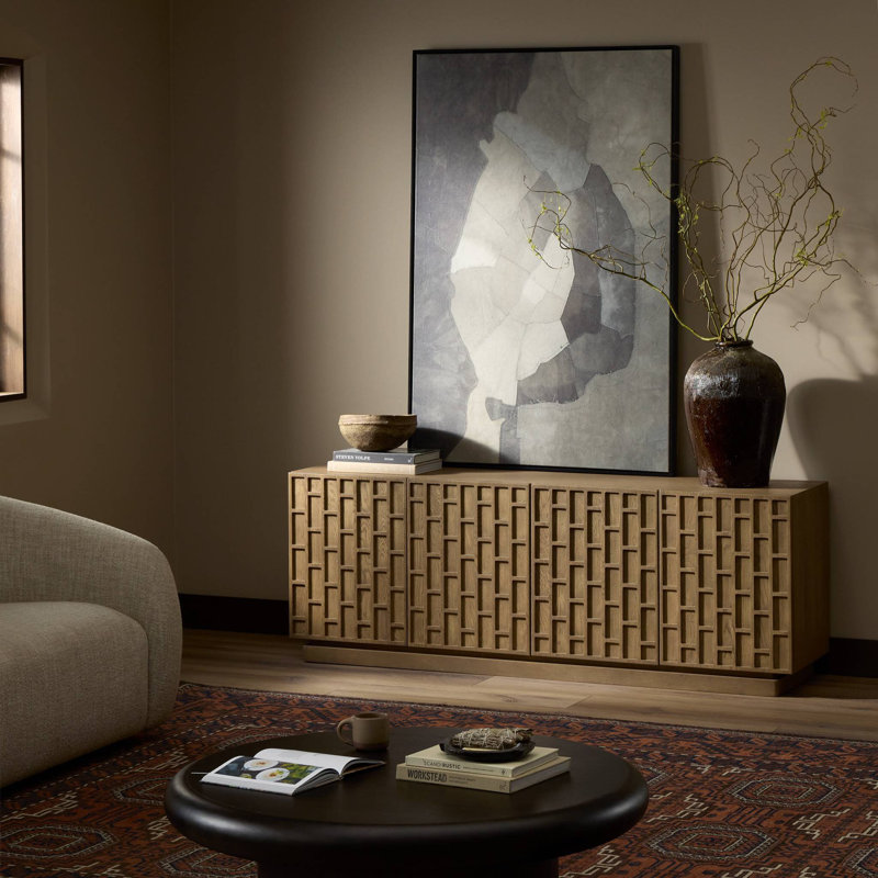 Asbury Media Console-Light Wash Oak, Light Wash Oak