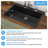 33"L x 22"W Black Granite Composite Kitchen Sink Drop In Single Bowl Kitchen Sink with Two Faucet Holes,Bottom Grid
