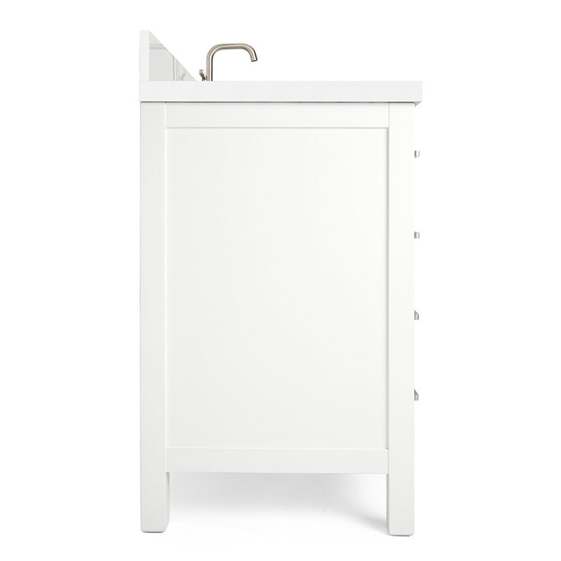 Cambridge 37'' W Single Vanity, Pure White Quartz, White, Brushed Nickel