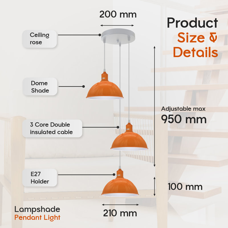 3 - Light Cluster Pendant, No, No, Orange