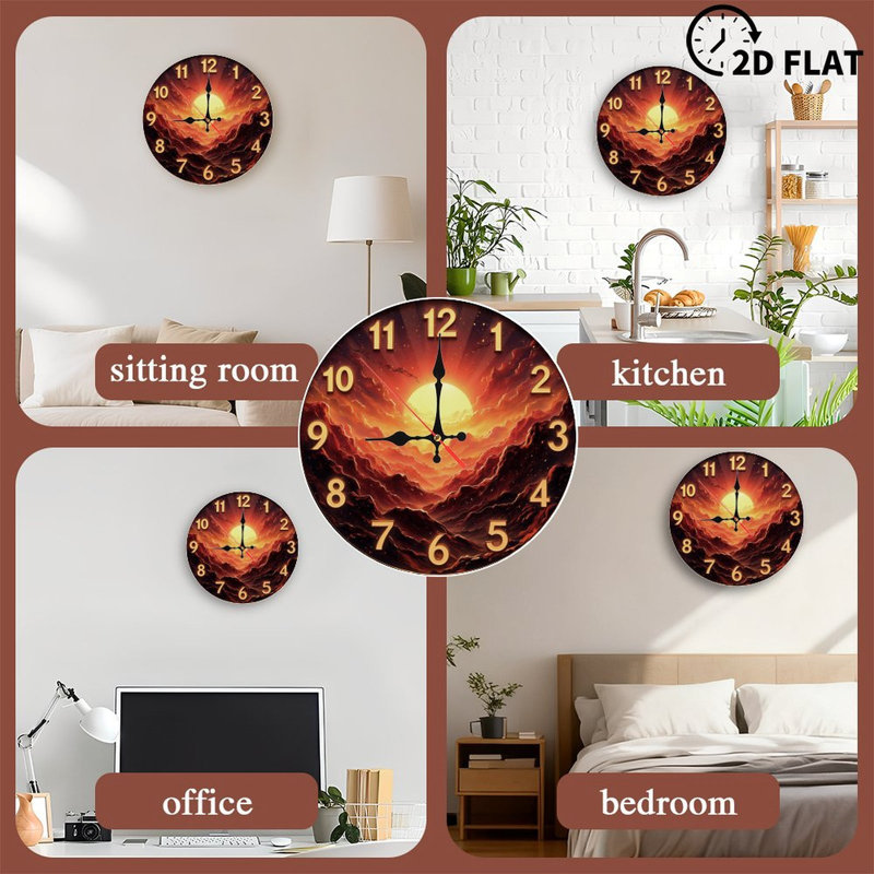 Horloge avec coucher de soleil féroce