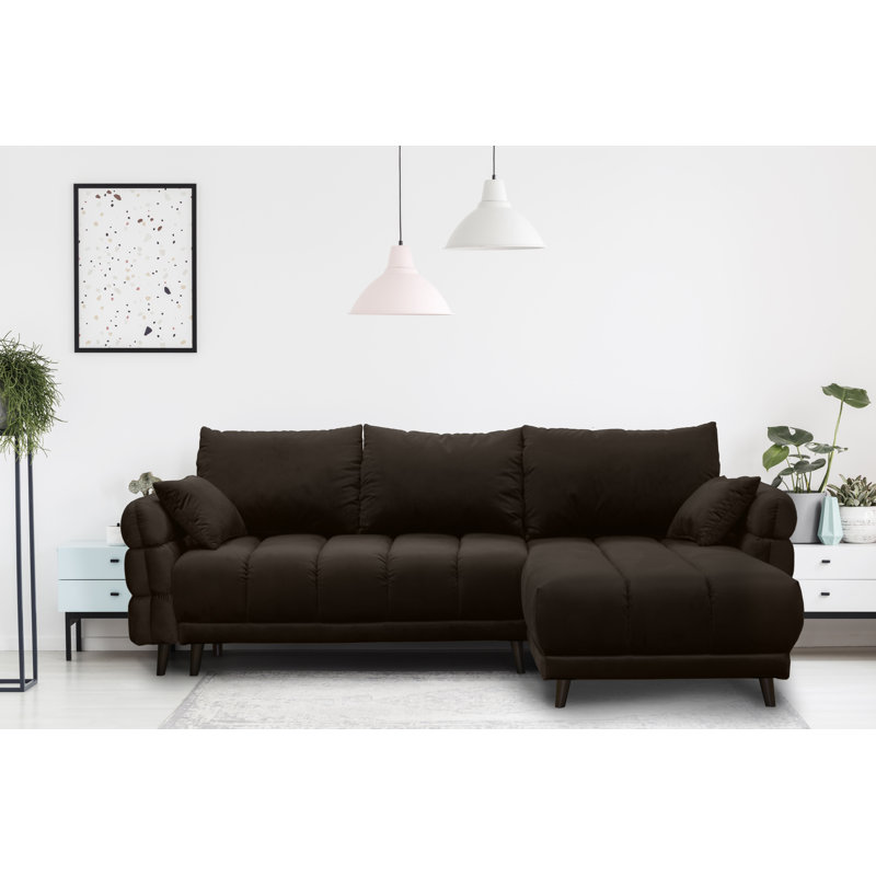Casas 5 Seater Sofa Bed, Black, Dark Brown, Right Hand Facing